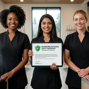 Professional Oregon Cosmetology Bloodborne Pathogens Training certificate for HLO license renewal